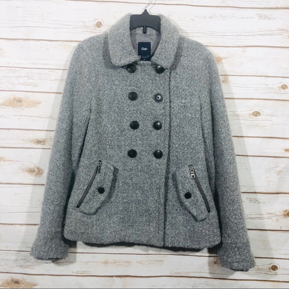 Gap women’s gray wool blend button front jacket M